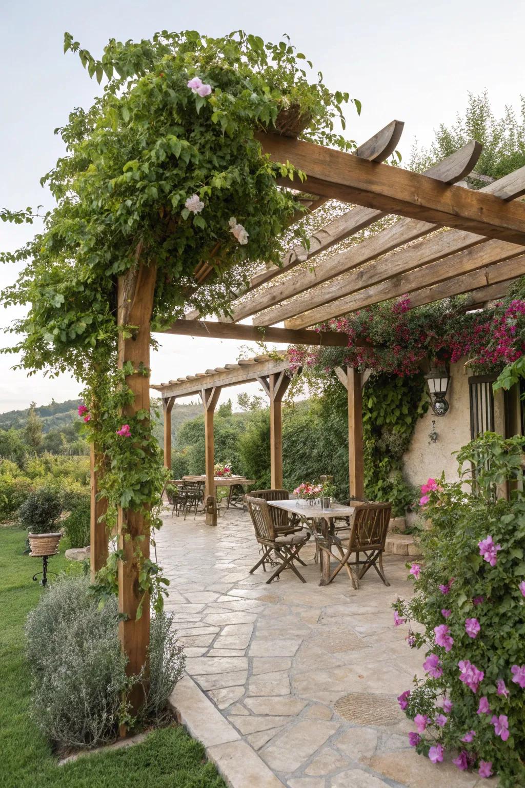 A charming pergola that offers shade and style