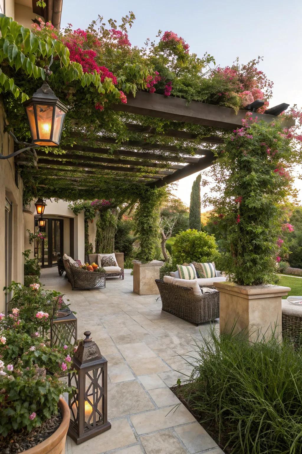 Chic pergola providing shade and charm.