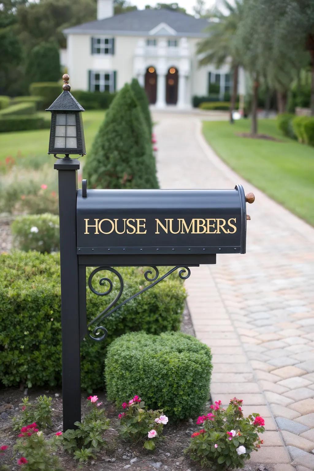 Customized house numbers add a personal flair to your mailbox stand.