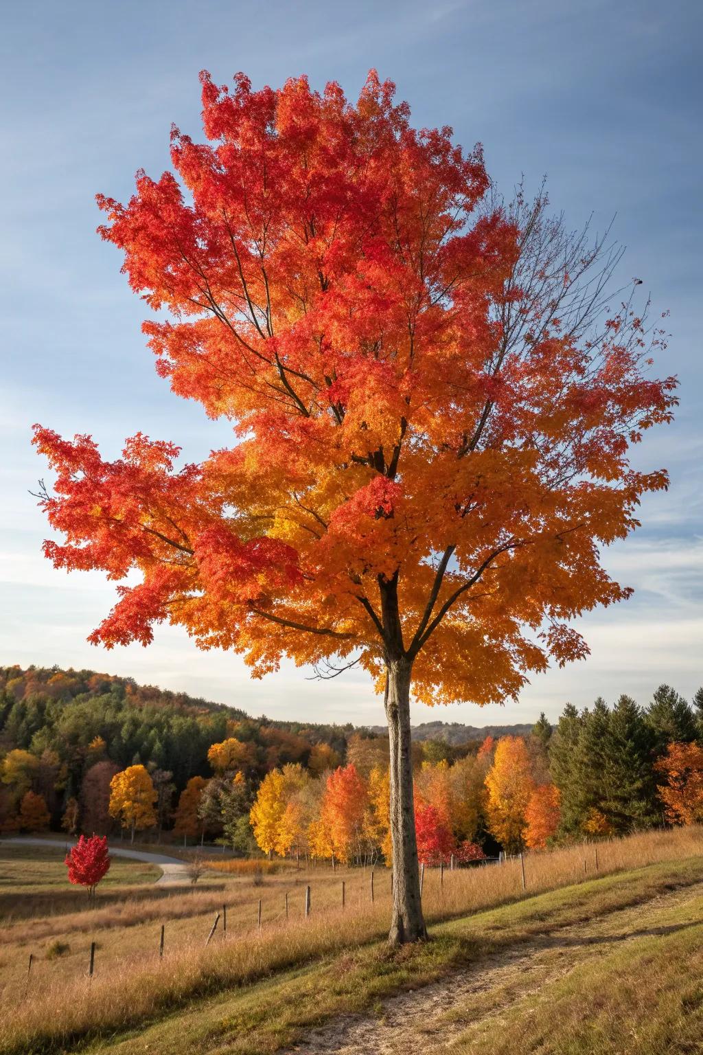 Maple trees offer a dynamic display of seasonal color.