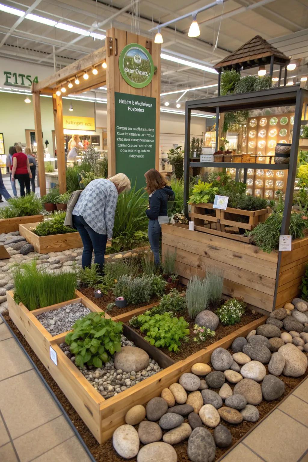 An engaging garden display inviting customer interaction.