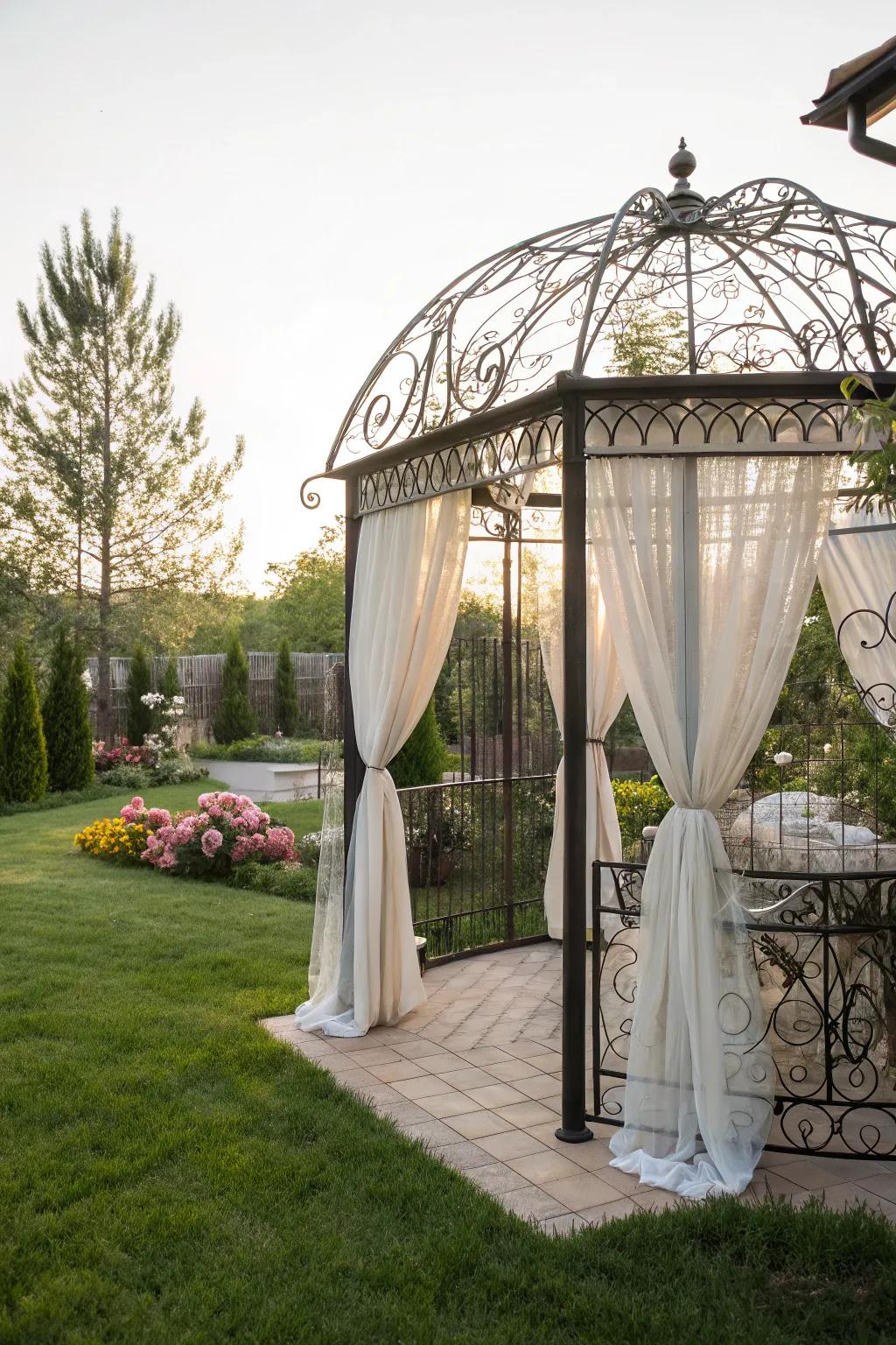 Curtains provide privacy and style for your metal gazebo.