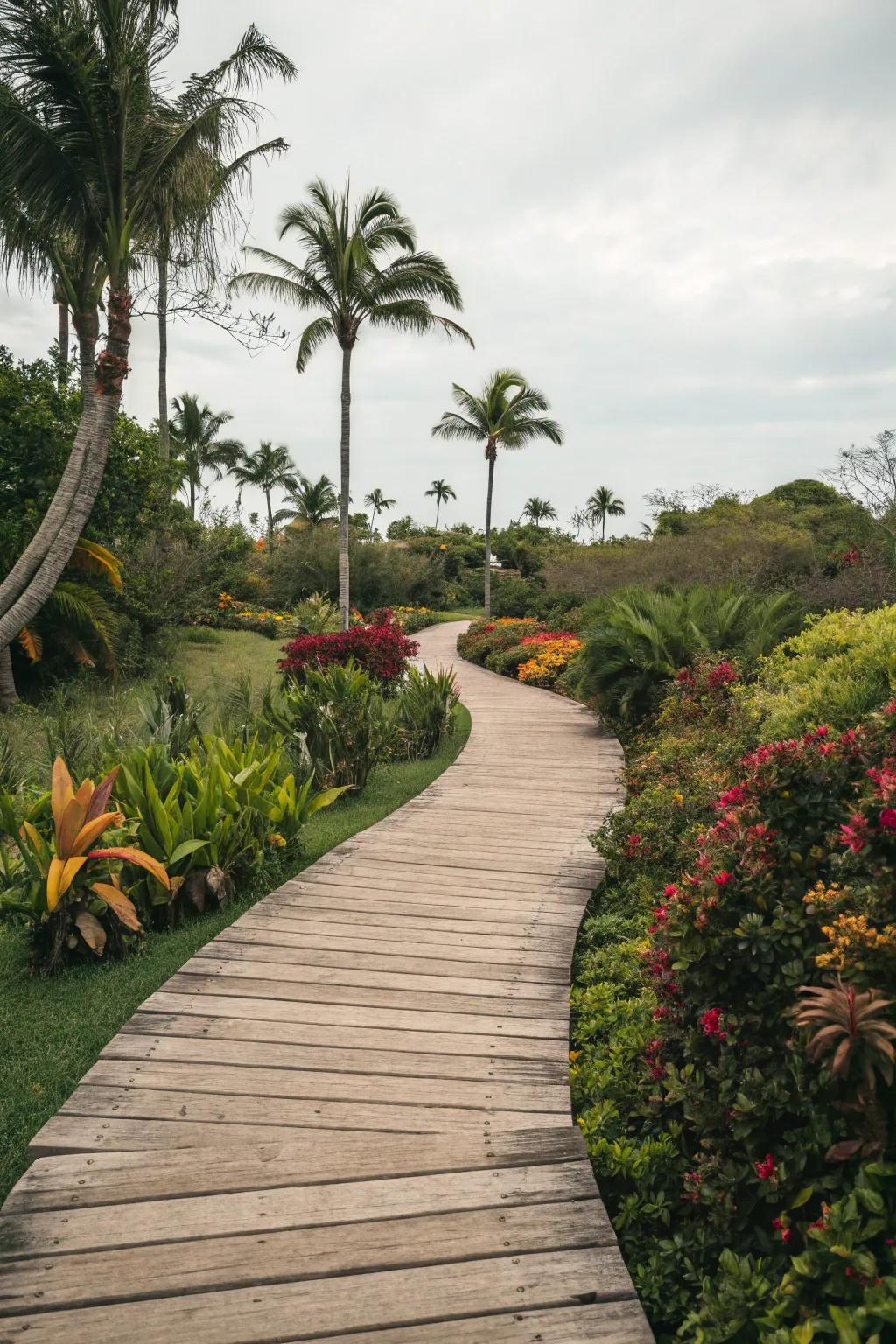 Pathways made of wood or stone invite exploration and add functionality to your garden.