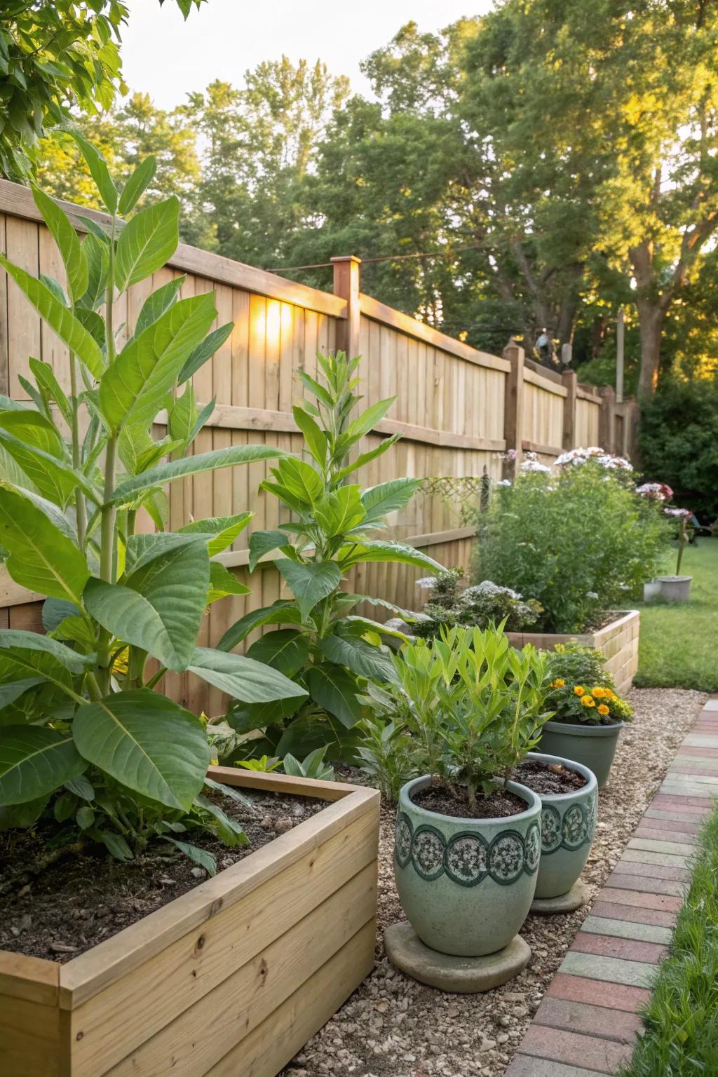 Easy DIY garden projects with milkweed in pots and beds.