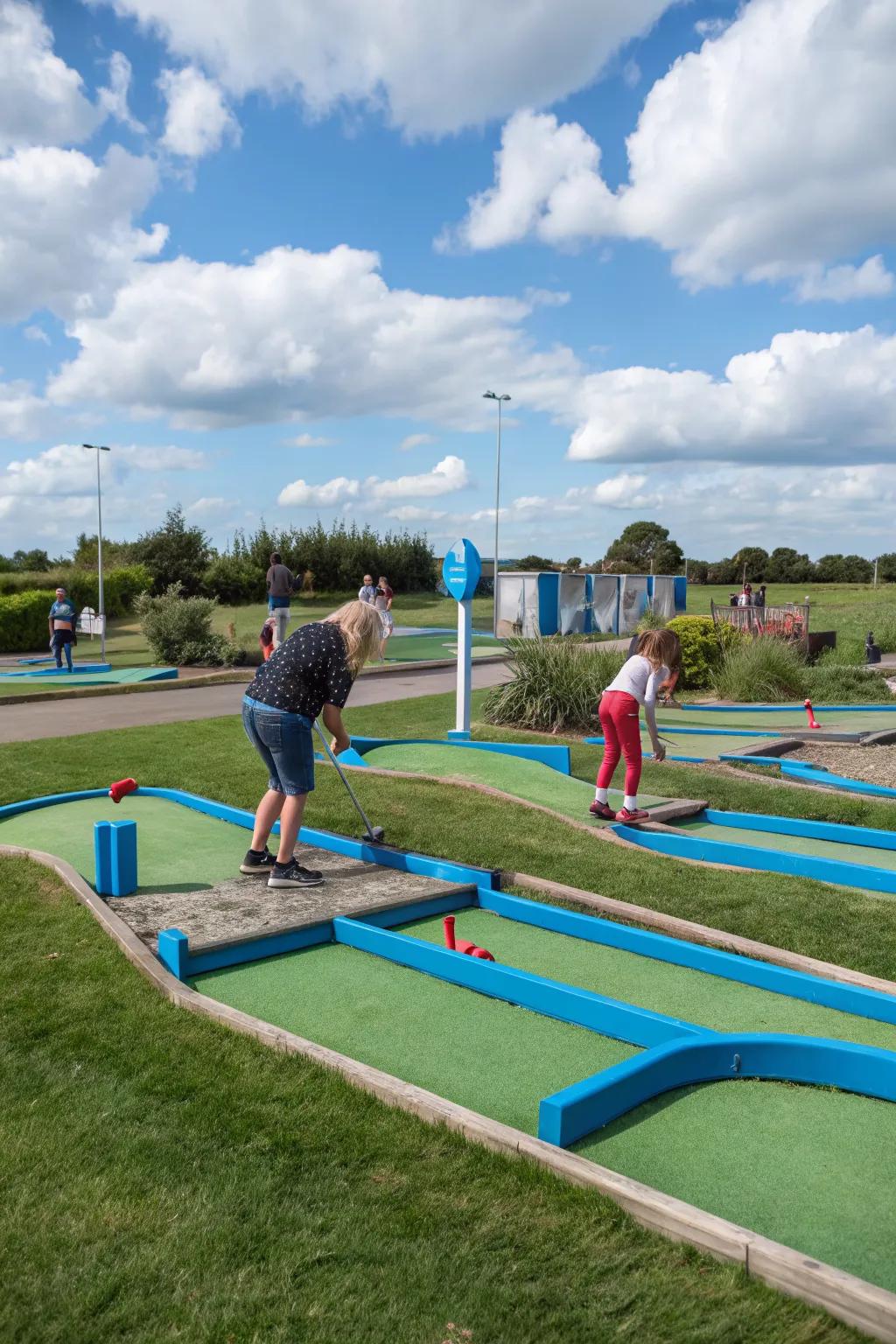 A lively mini golf course featuring bright colors that engage and delight.