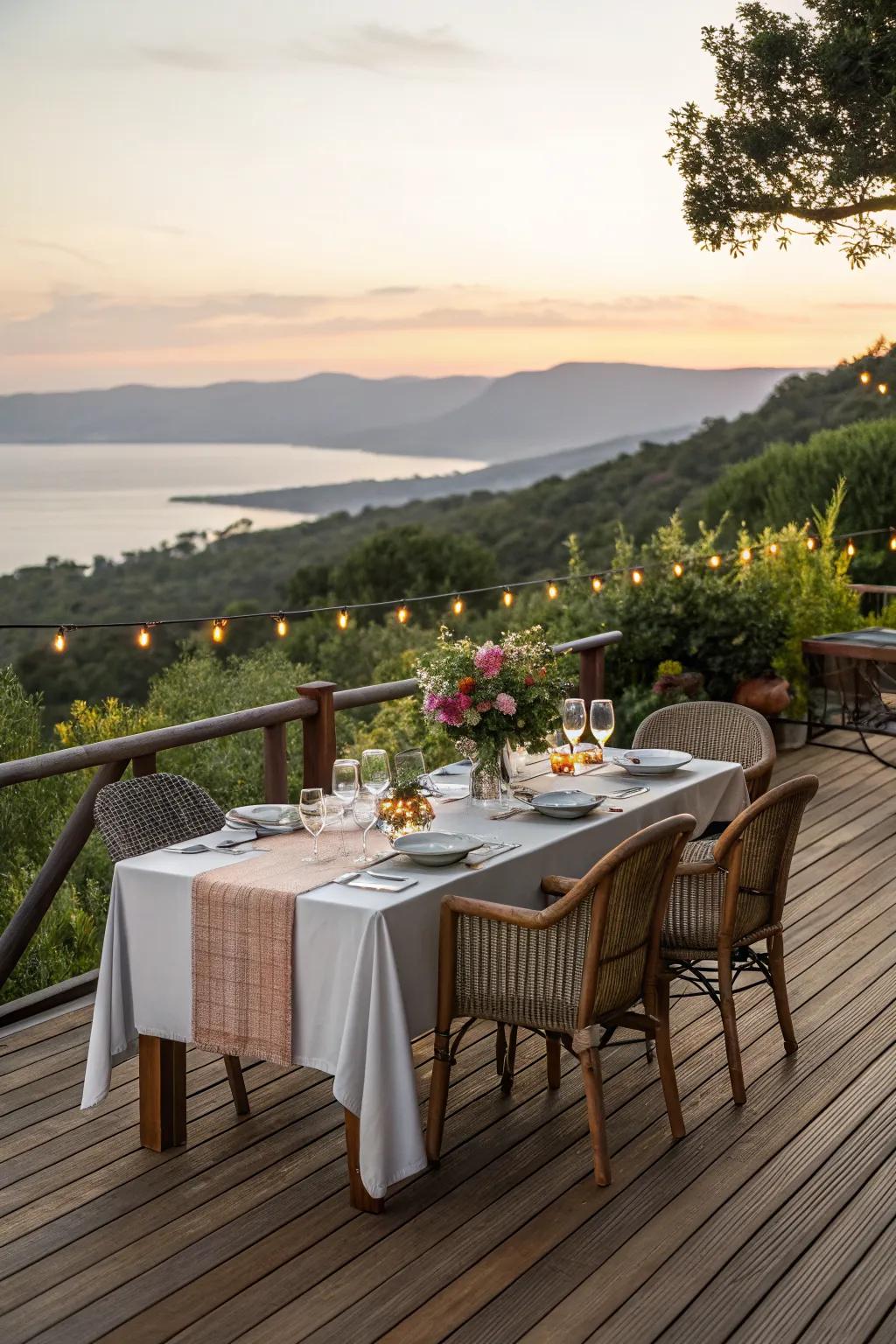 An outdoor dining area makes family meals special.