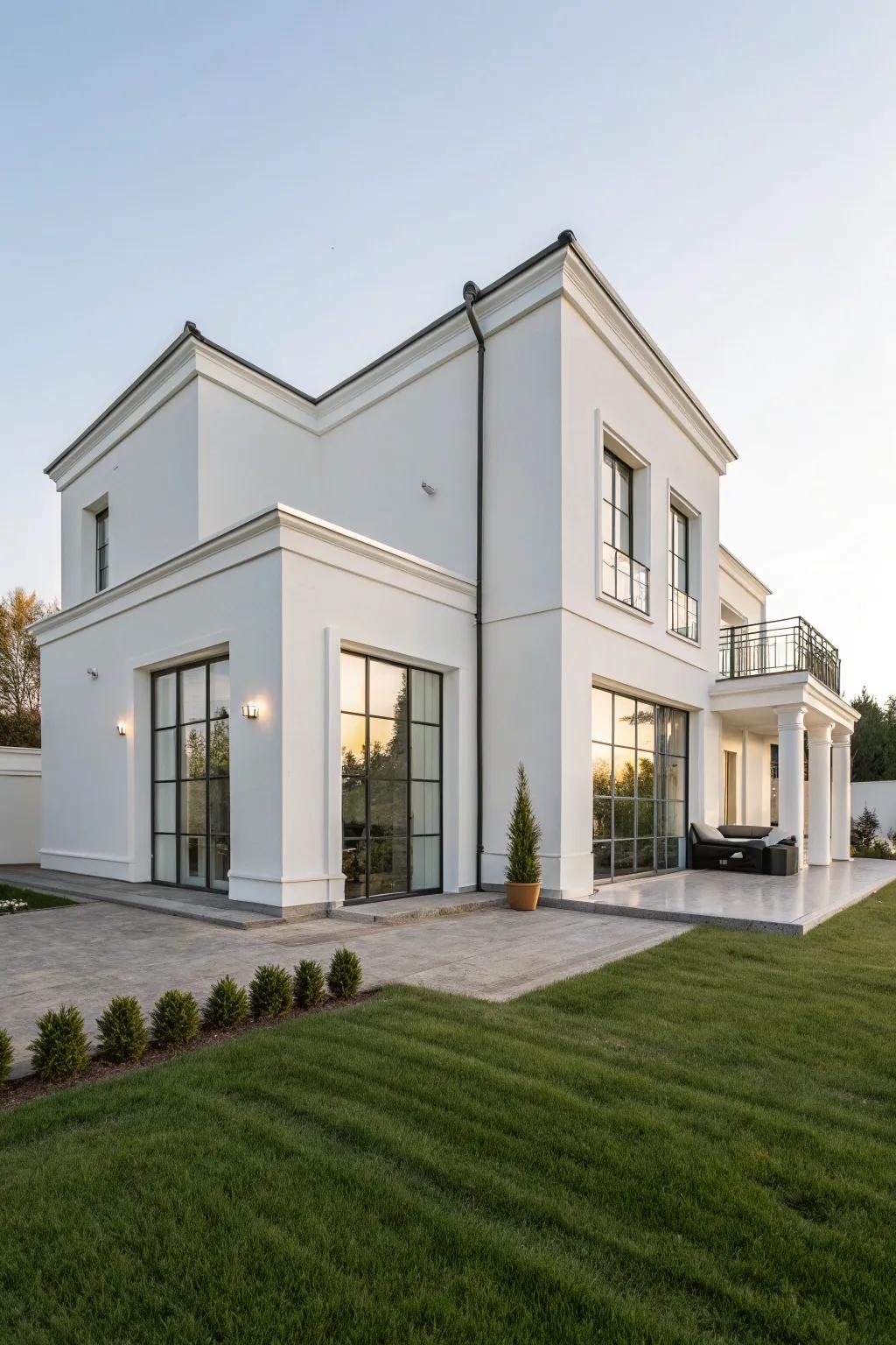 Crisp white exteriors offer timeless elegance.