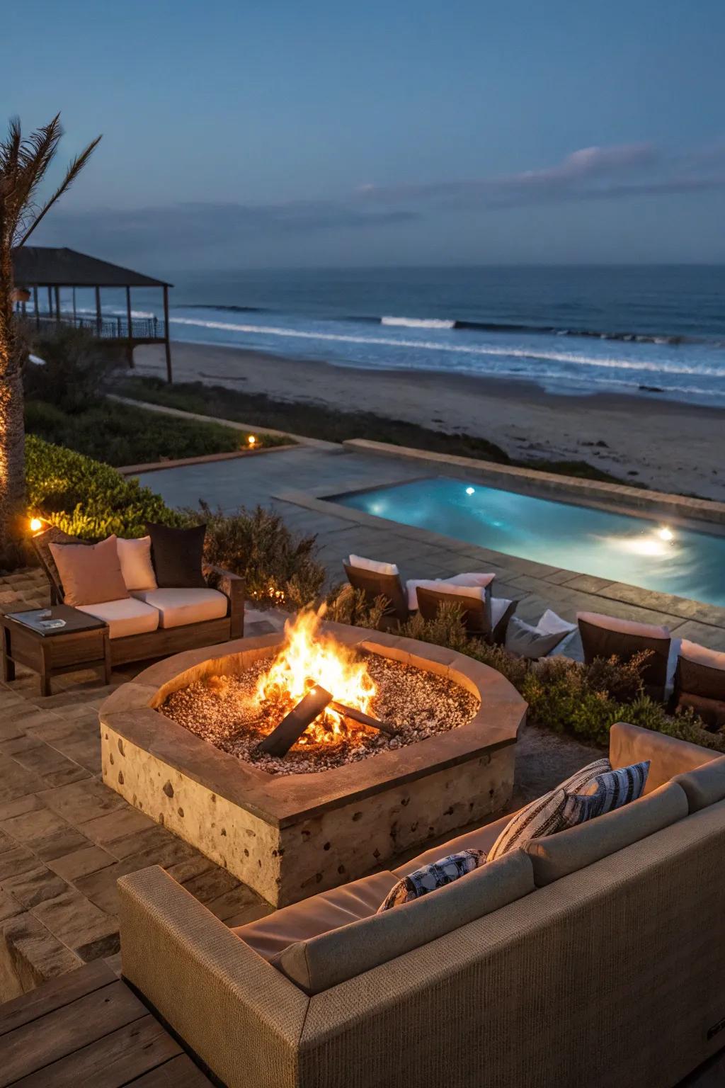 Create your own coastal retreat with a fire pit.