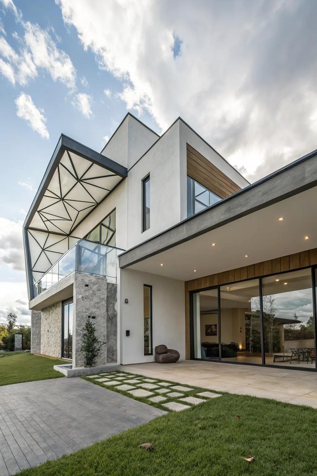 A home exterior featuring geometric shapes for a modern look.