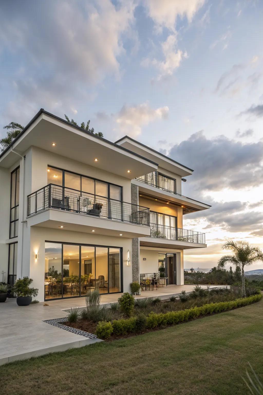 Open balconies add a sense of freedom to the facade.