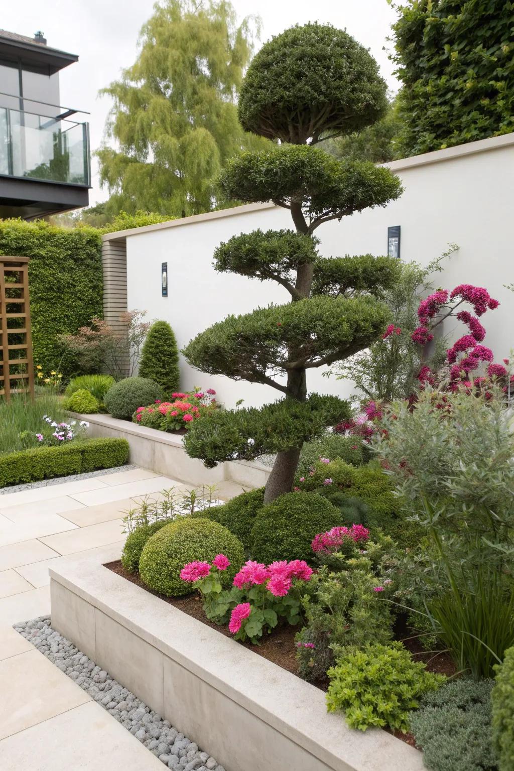 Japanese yew provides depth and rich color.