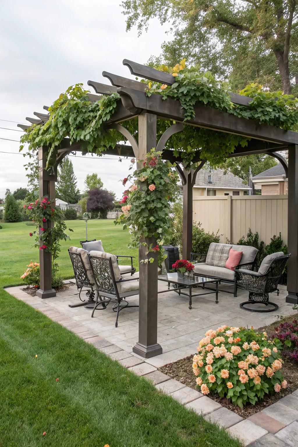 A pergola adds shade and elegance to your outdoor decor.