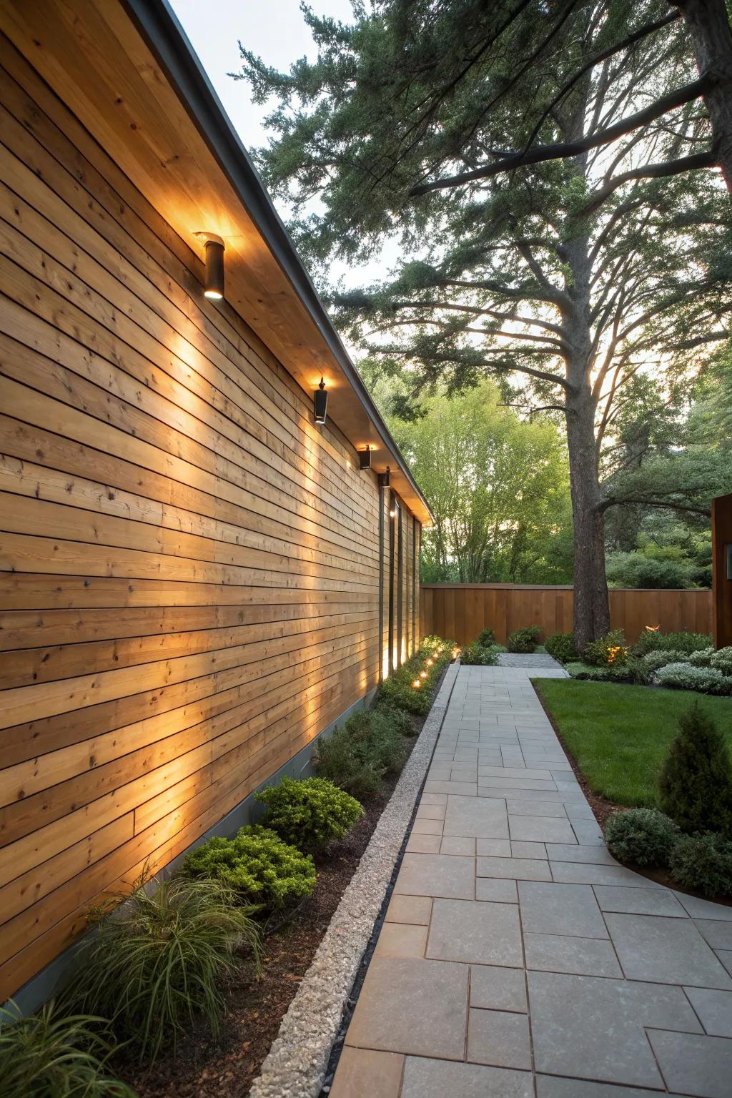 Natural wood elements bring warmth and texture to your outdoor decor.
