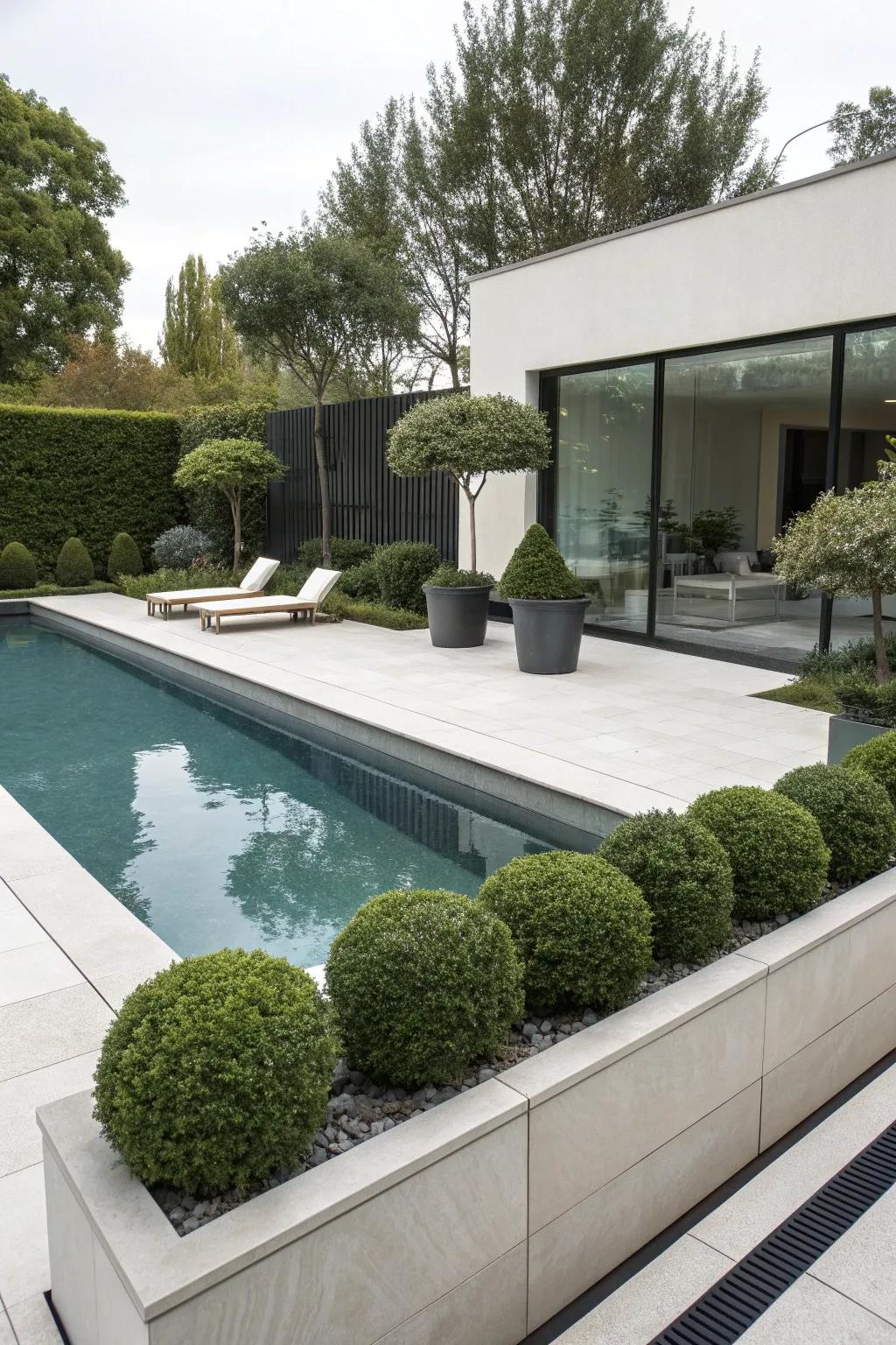 Surrounding landscaping enhances the pool's aesthetic.