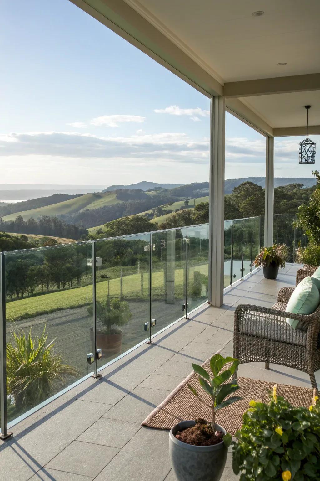 Glass panels maximize visibility and complement modern architecture.