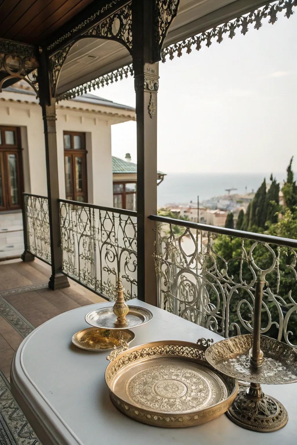 Ornate metalwork adds luxury and authenticity.