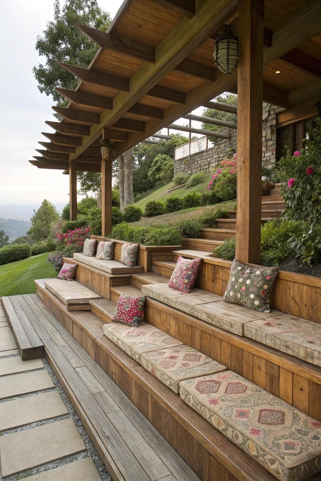 Maximize seating with stylish built-in benches on your patio.