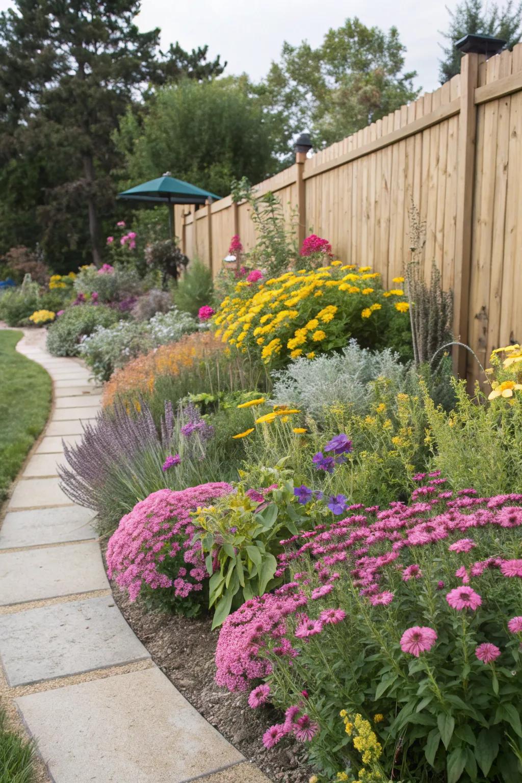 A variety of plants forming a vibrant and living garden border.