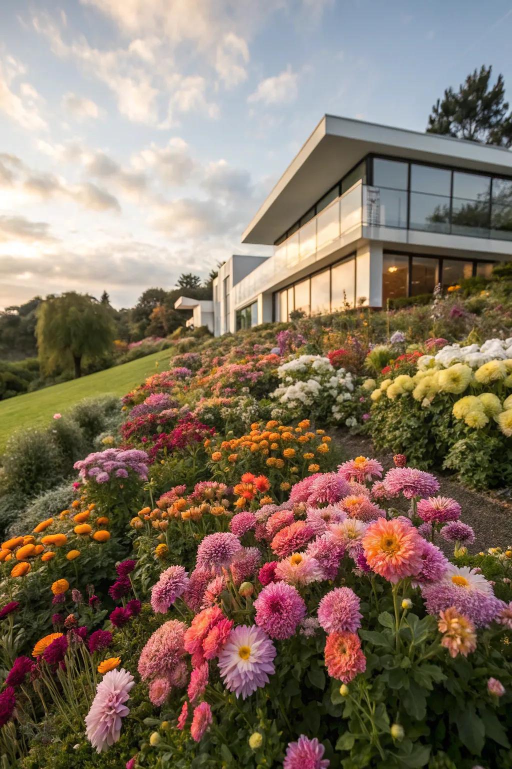 Add vibrancy to your landscape with colorful flower beds.