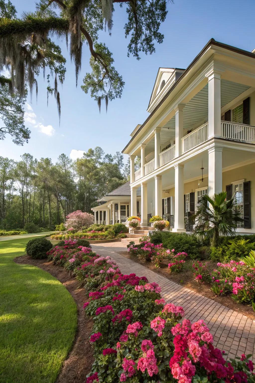 Landscaping that complements the home's architecture creates a harmonious look.