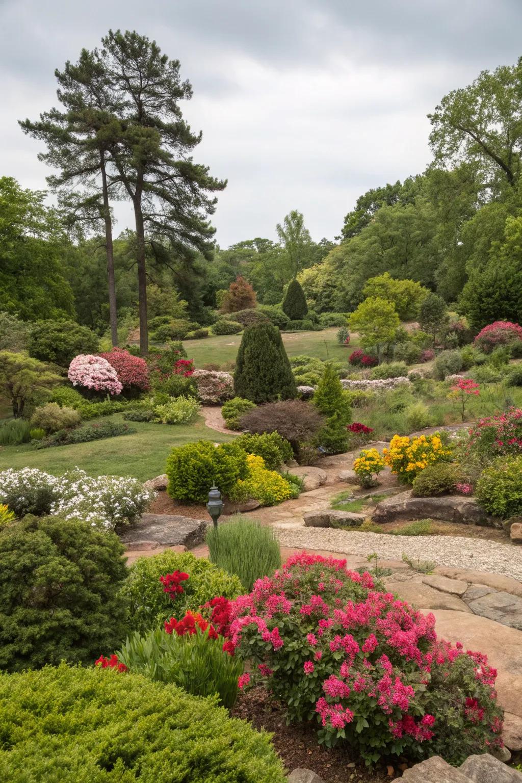 Layered vegetation brings a lush and vibrant feel to your garden.
