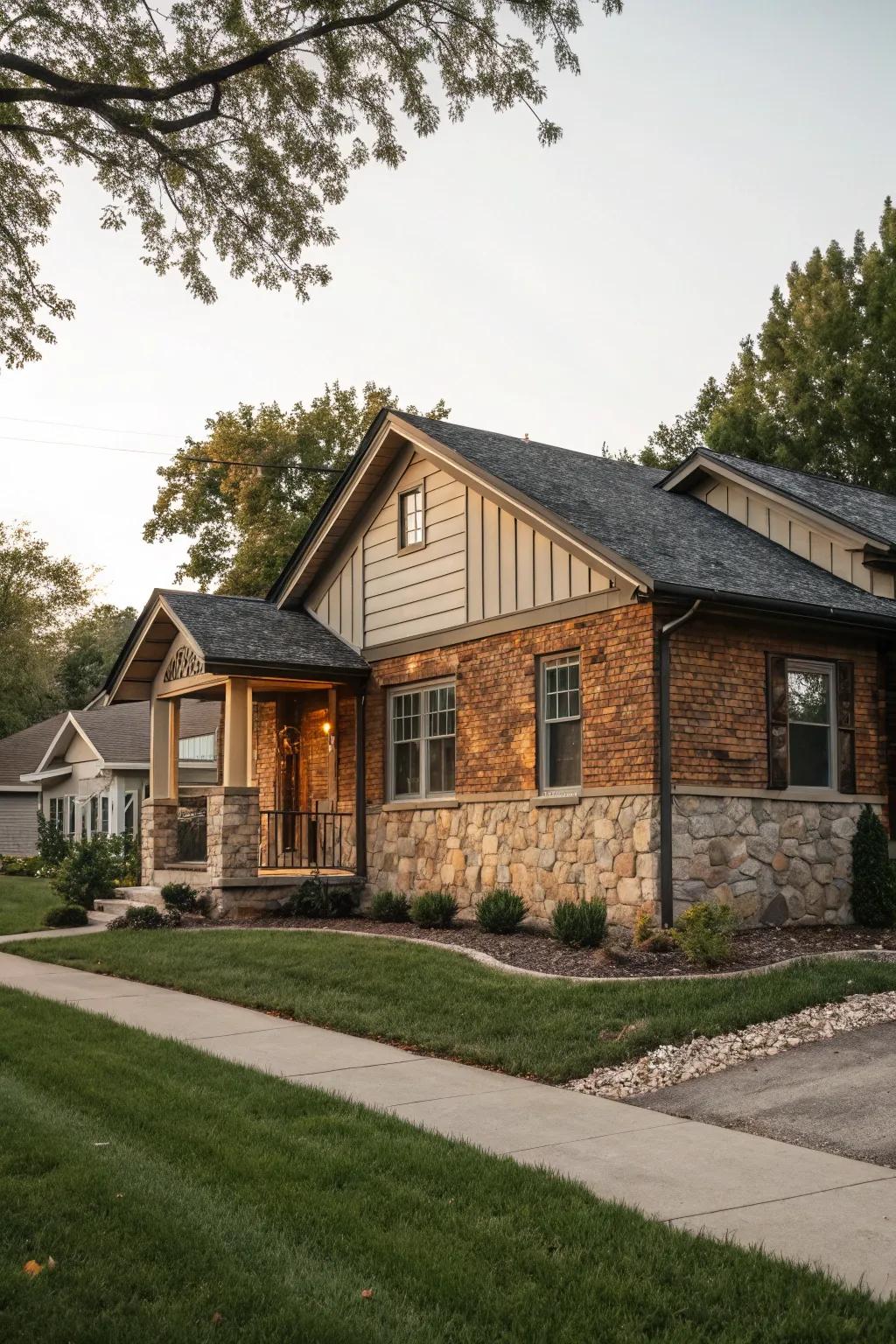 A dynamic exterior with mixed materials.