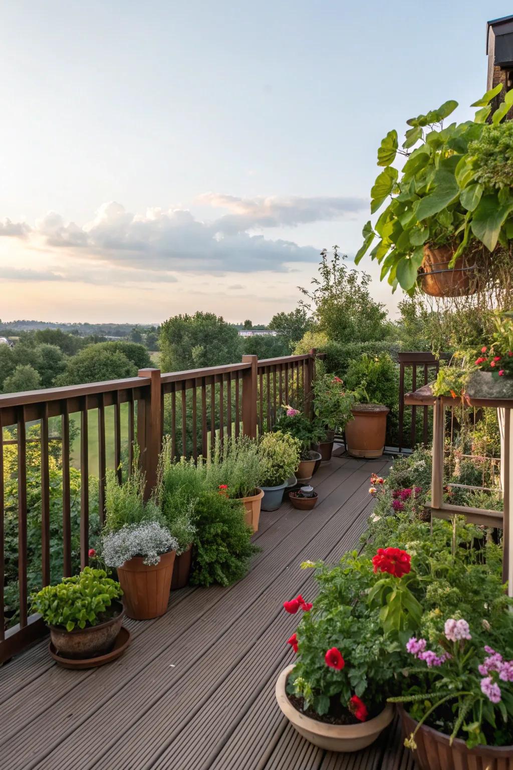 Create a green oasis with plants on your deck.