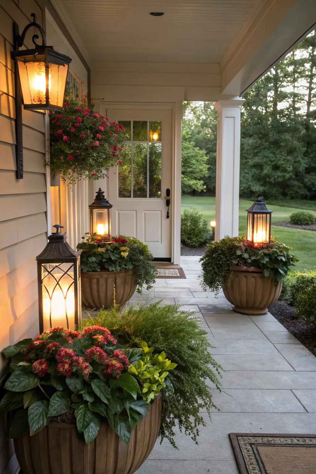 Symmetry adds elegance and balance to the porch.