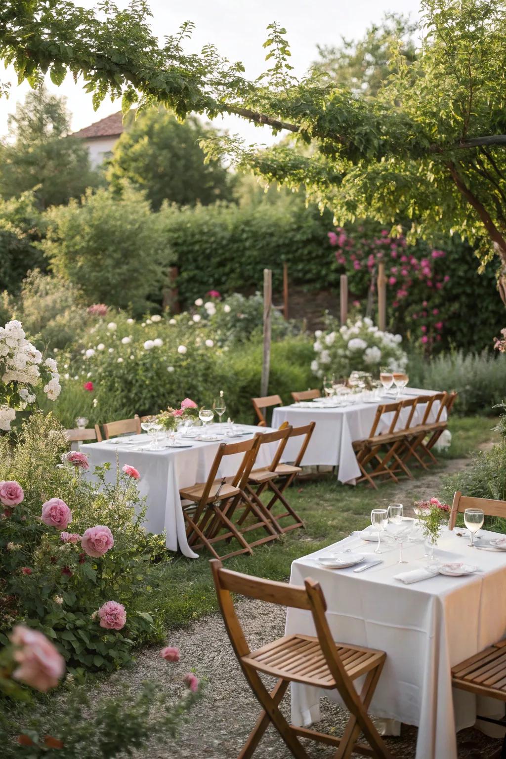 Wooden furniture adds a rustic charm to outdoor birthday celebrations.