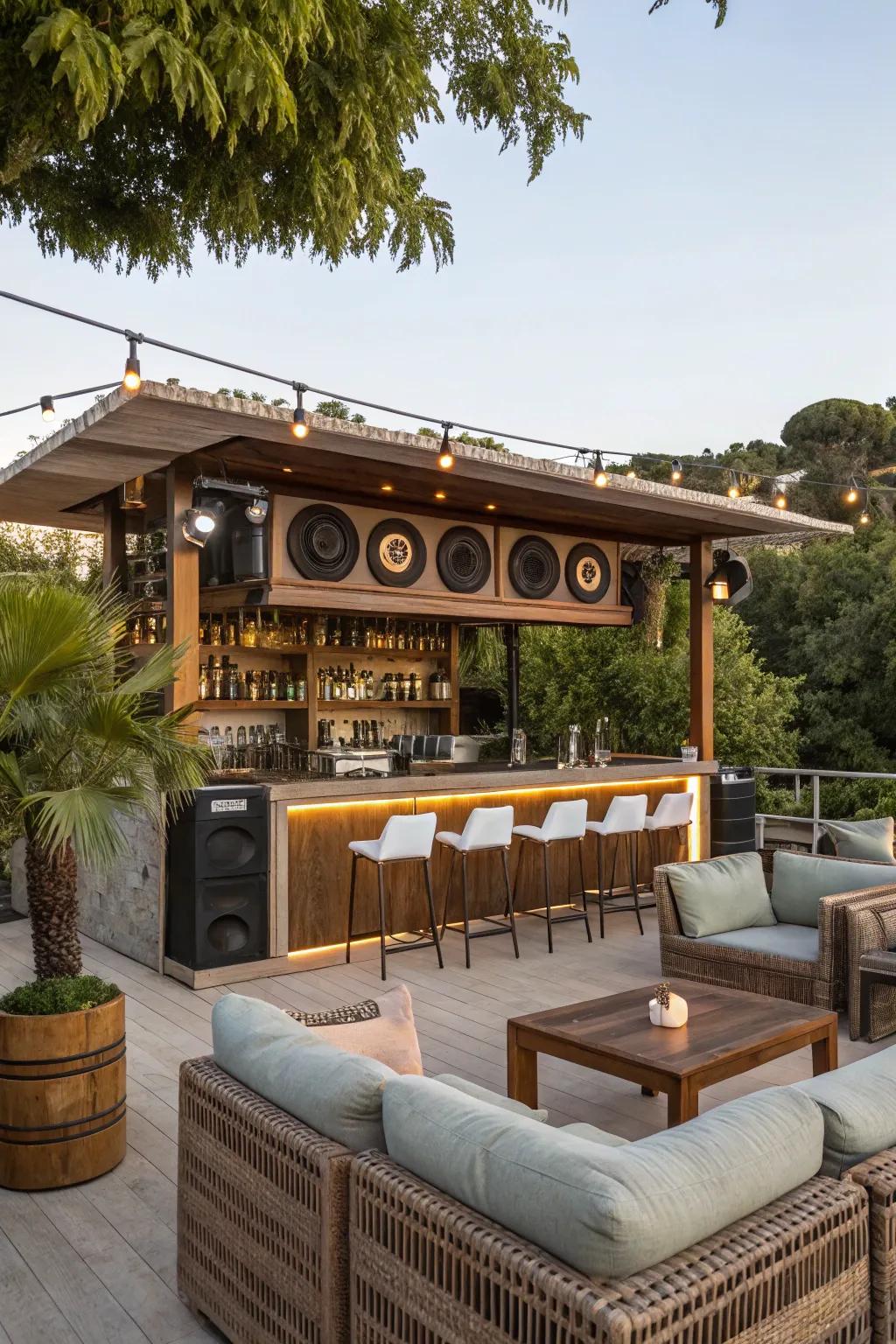 A sound system keeps the ambiance lively.