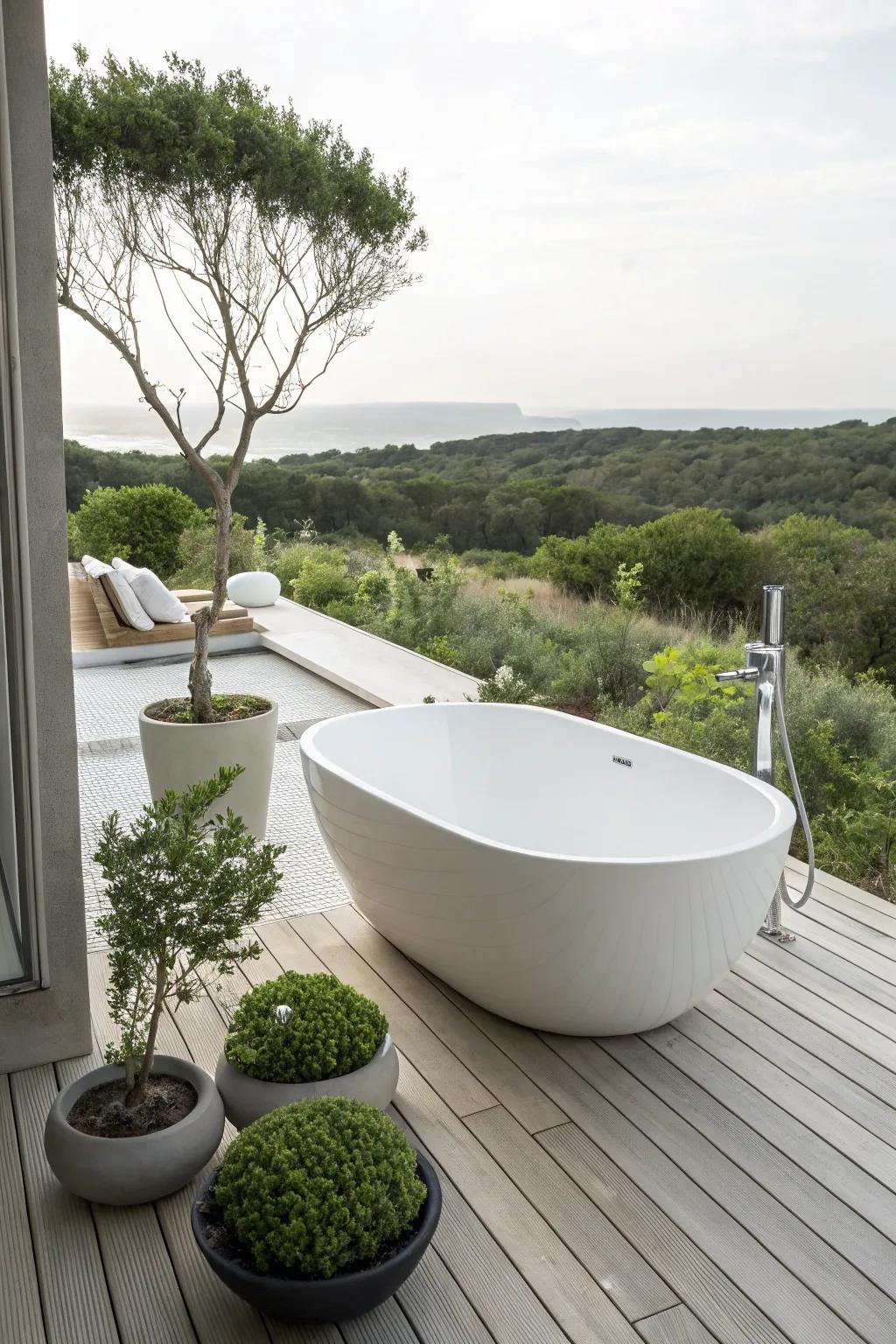 Modern minimalism with a sleek, minimalist tub.