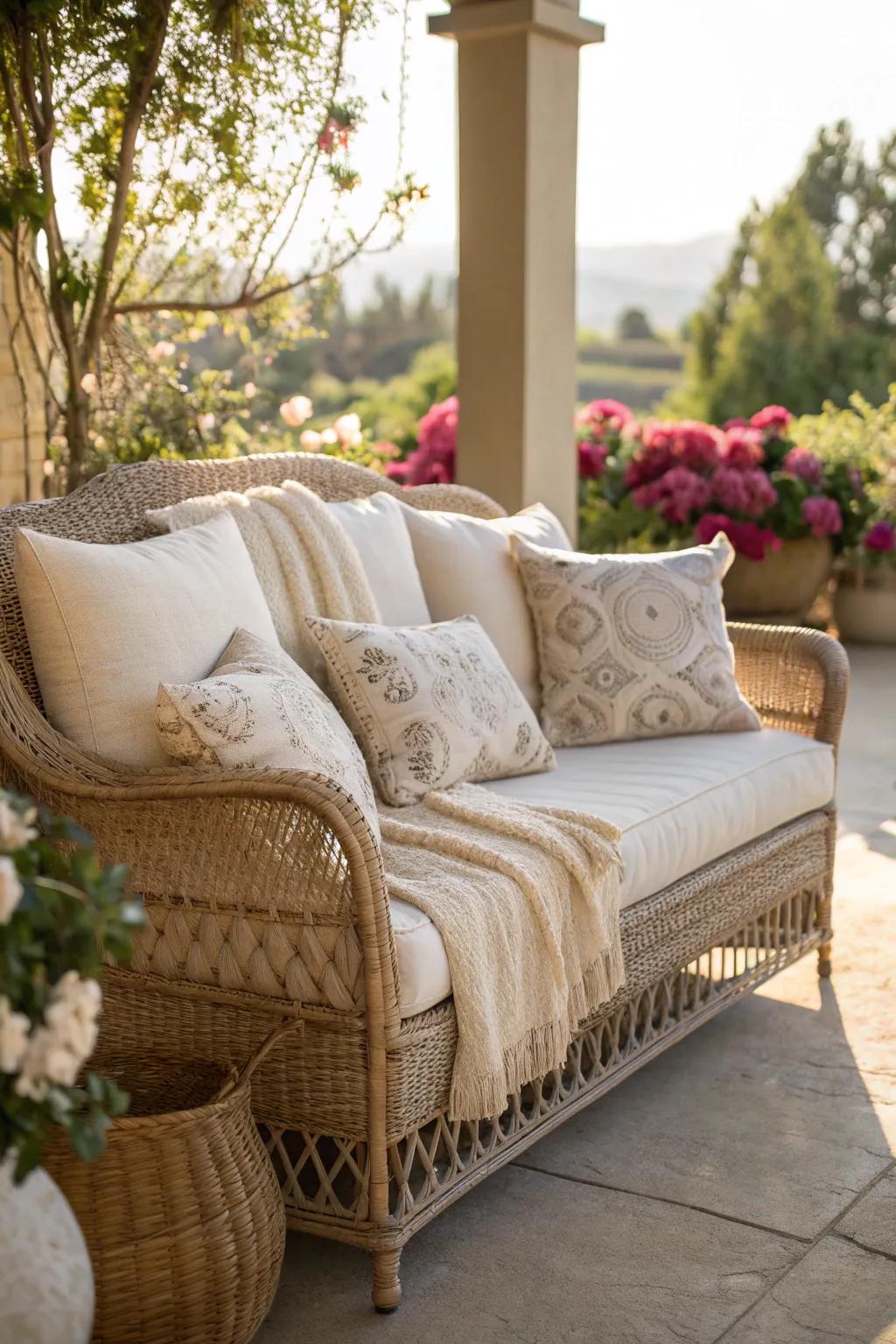 Wicker sofas combine durability with timeless elegance.