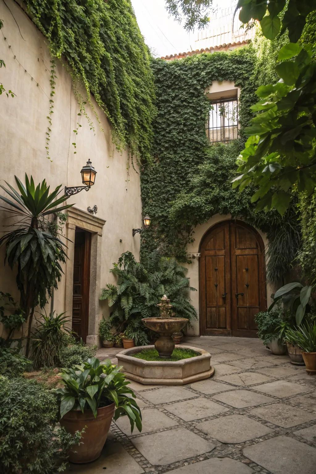 Green walls offer beauty and seclusion.