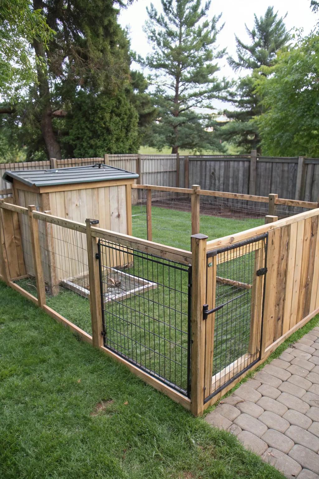 A personalized DIY gated kennel with custom features.