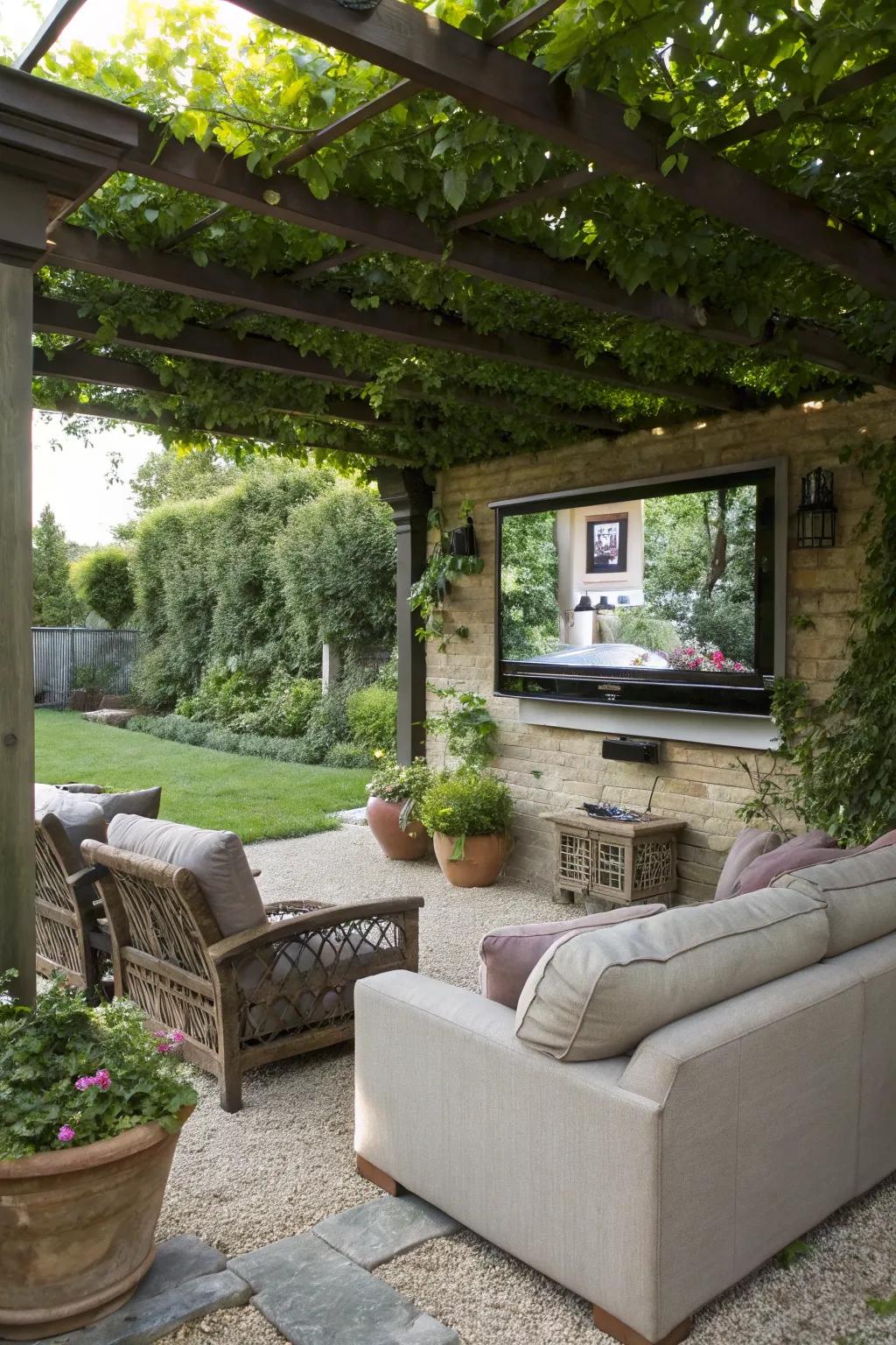 Bring your favorite entertainment outdoors with a weatherproof TV.