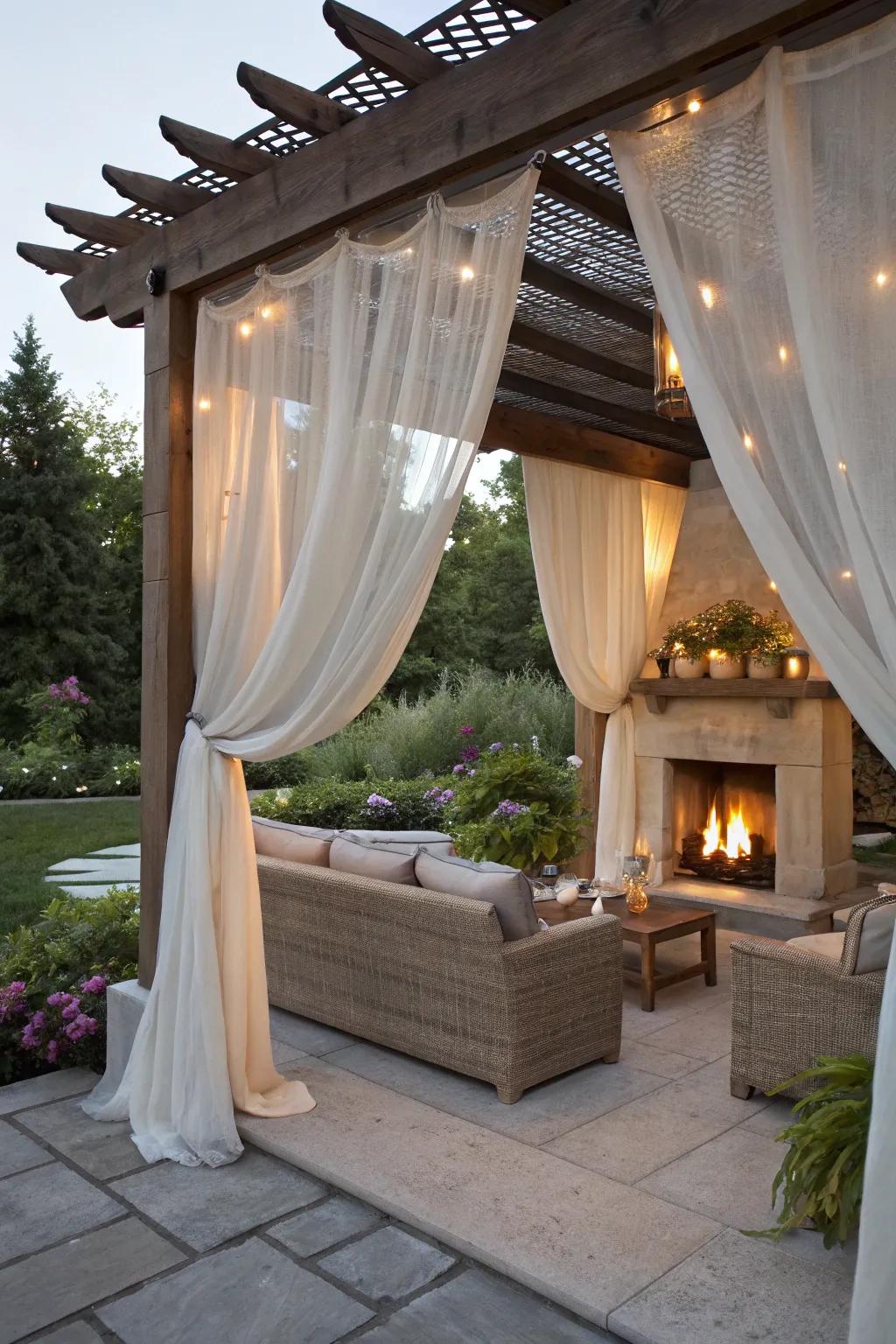 Curtains add privacy and elegance to your pergola space.