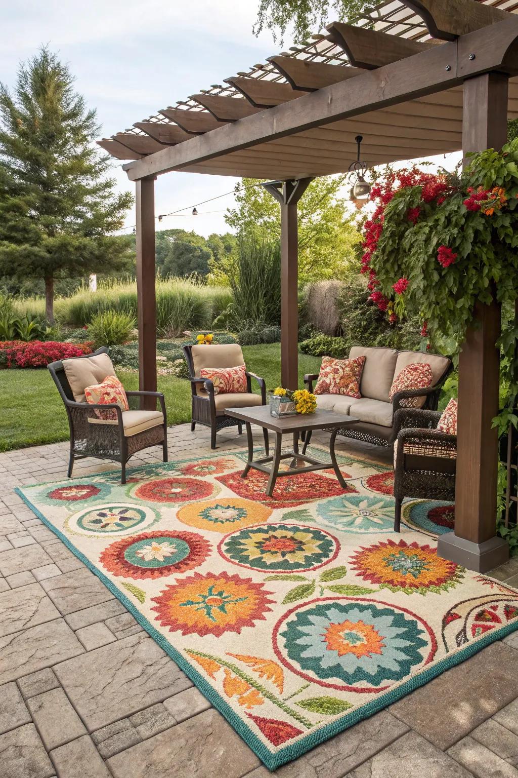 Define your space with vibrant outdoor rugs