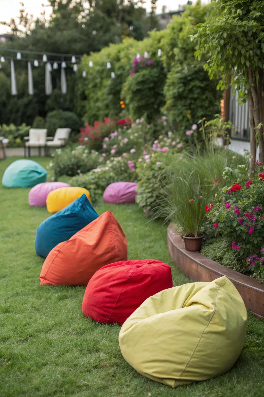 Casual bean bags offering a relaxed seating option.