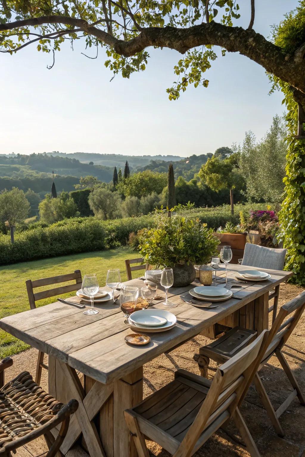An inviting outdoor dining setup perfect for al fresco meals.