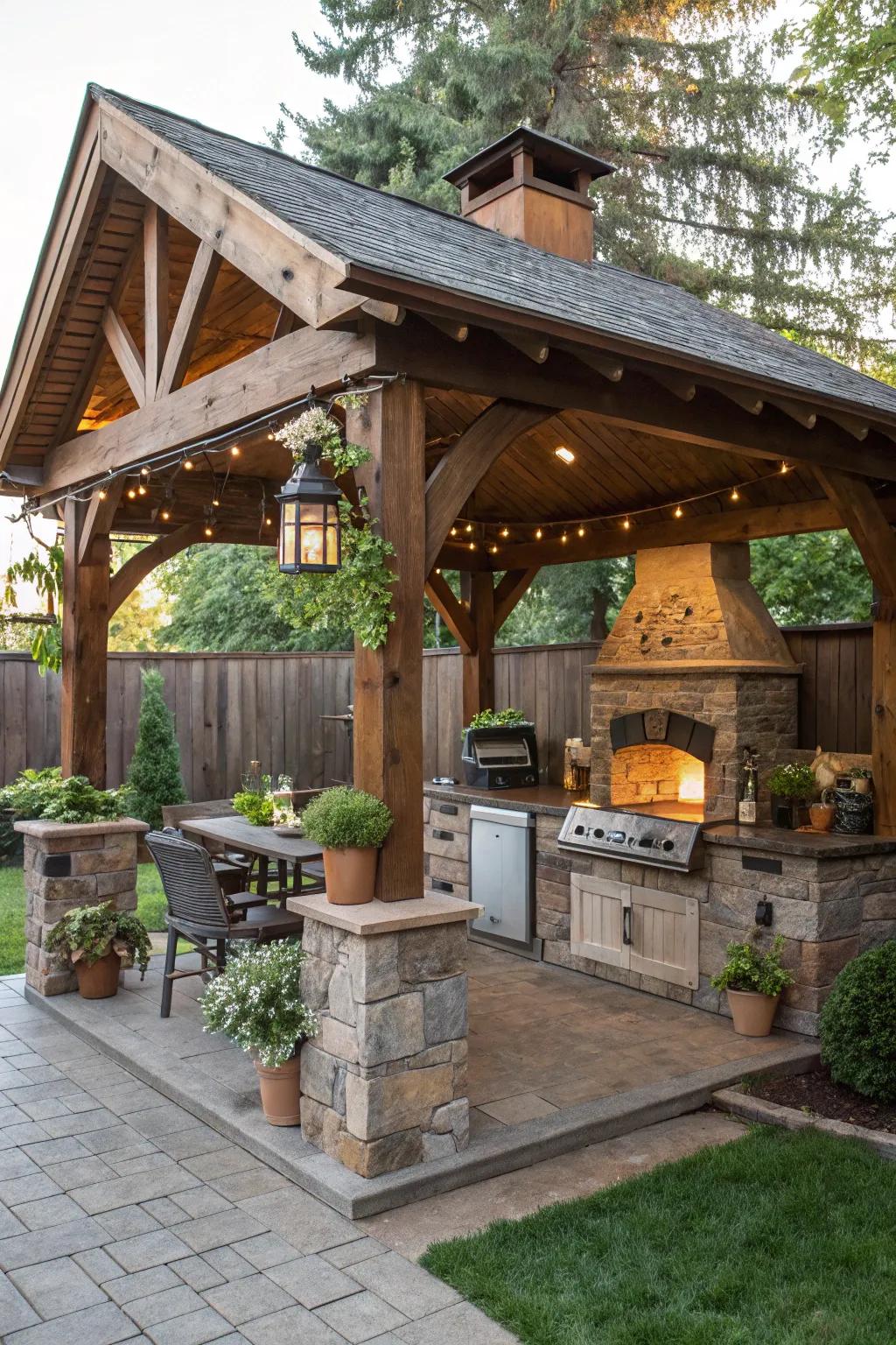 Add rustic charm to your kitchen with a wooden gazebo.