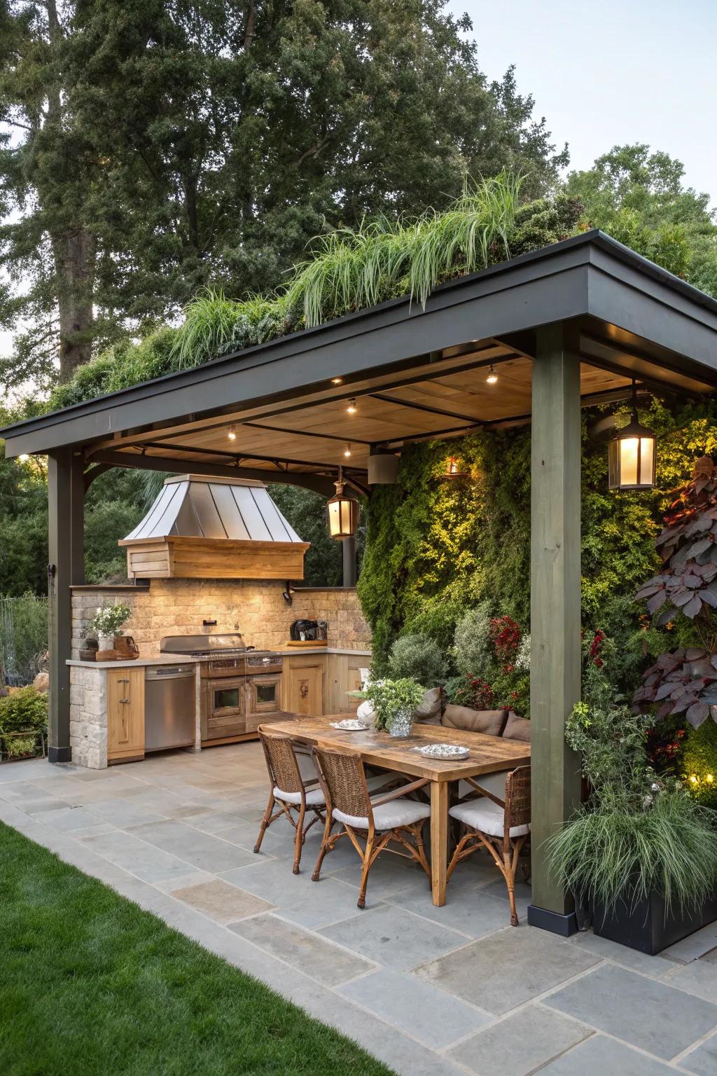 Bring nature closer with a lush living wall in your pavilion.