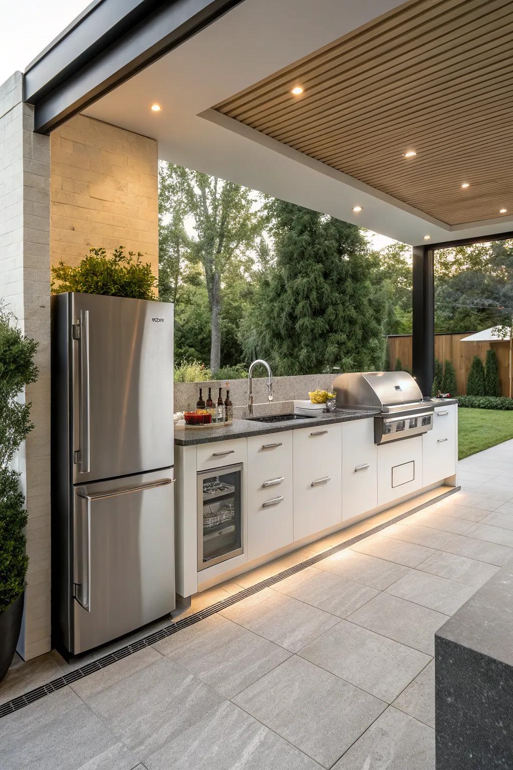 Built-in appliances for a seamless outdoor kitchen experience.