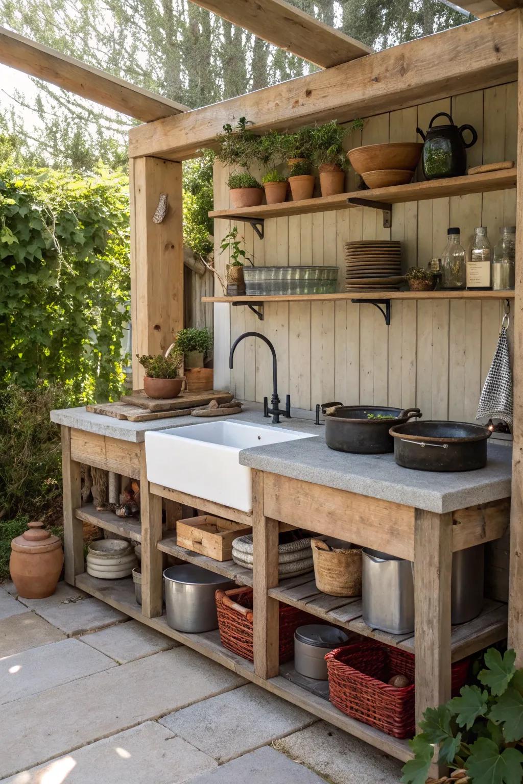 Functional storage makes outdoor cooking a breeze.