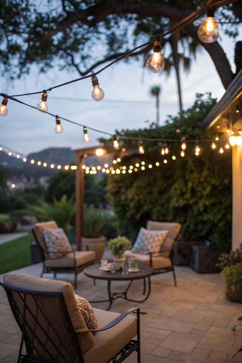 Ambient lighting transforms your outdoor space at night.