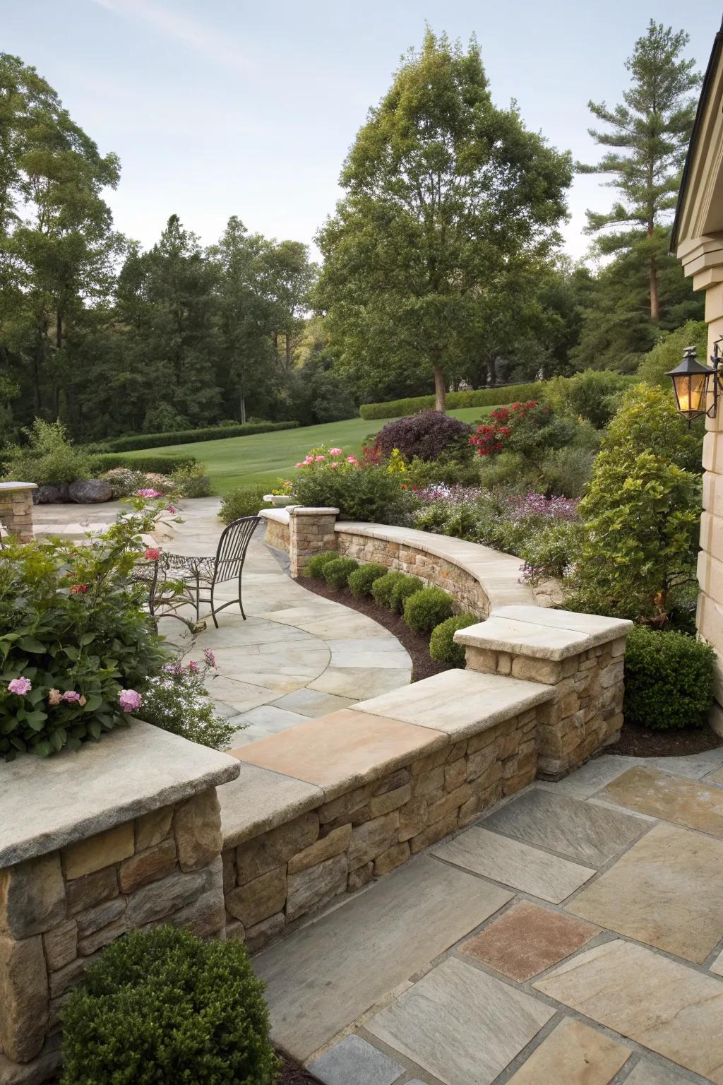 Built-in seating offers convenience and style.
