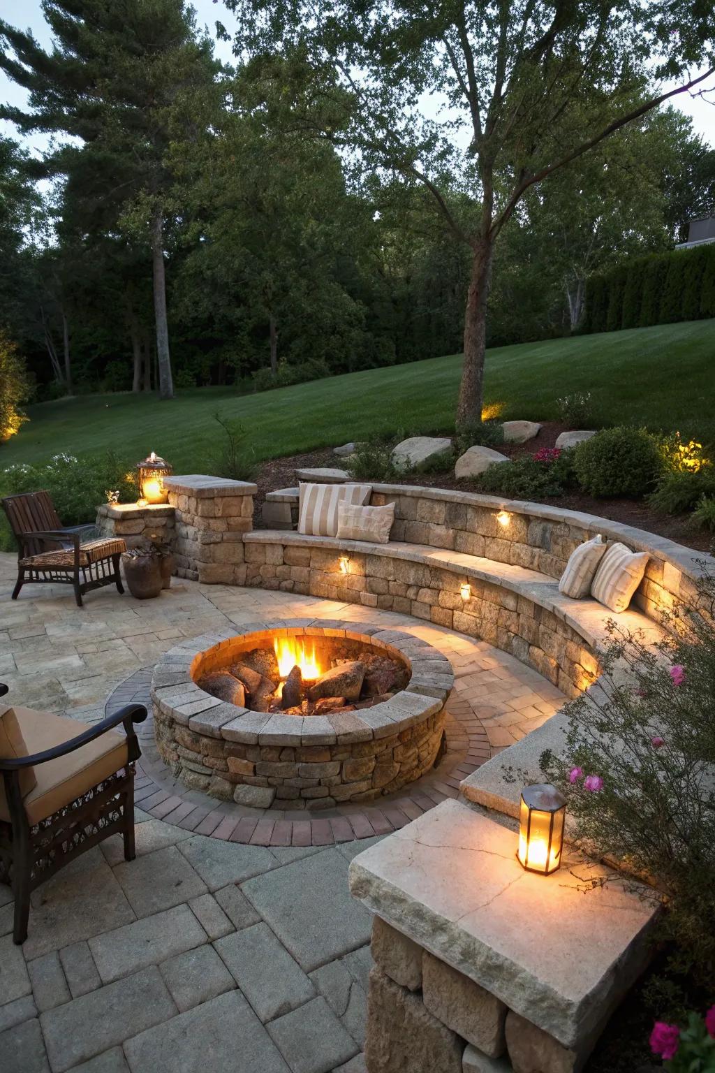 Create a cozy gathering spot with a pony wall around your fire pit.
