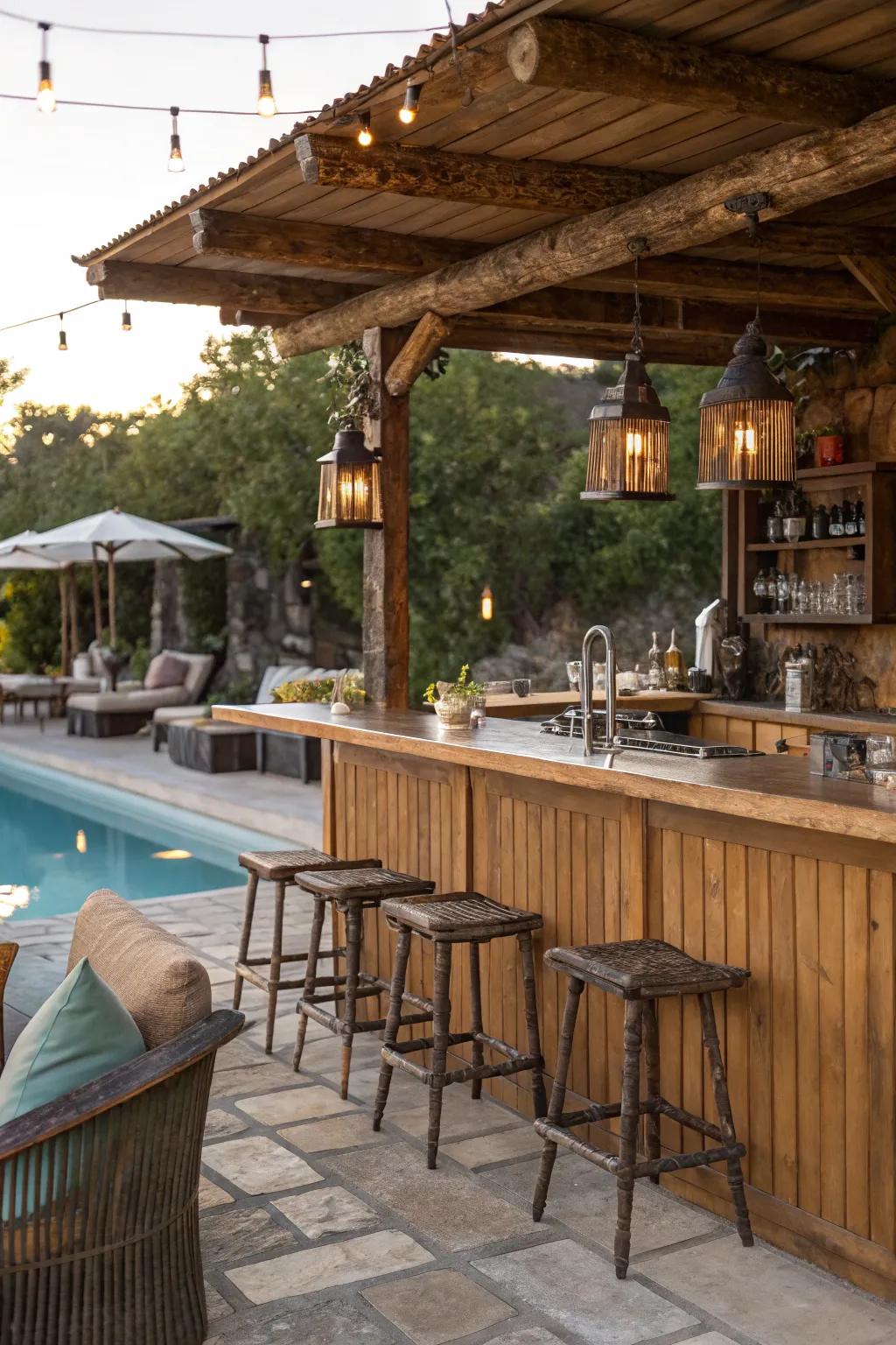 Add charm with a rustic country-style bar.
