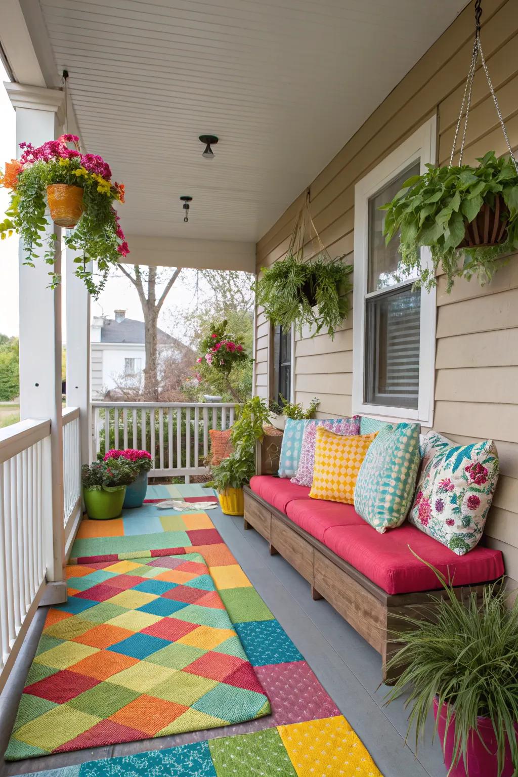 Outdoor carpet tiles bring comfort and color to your space.