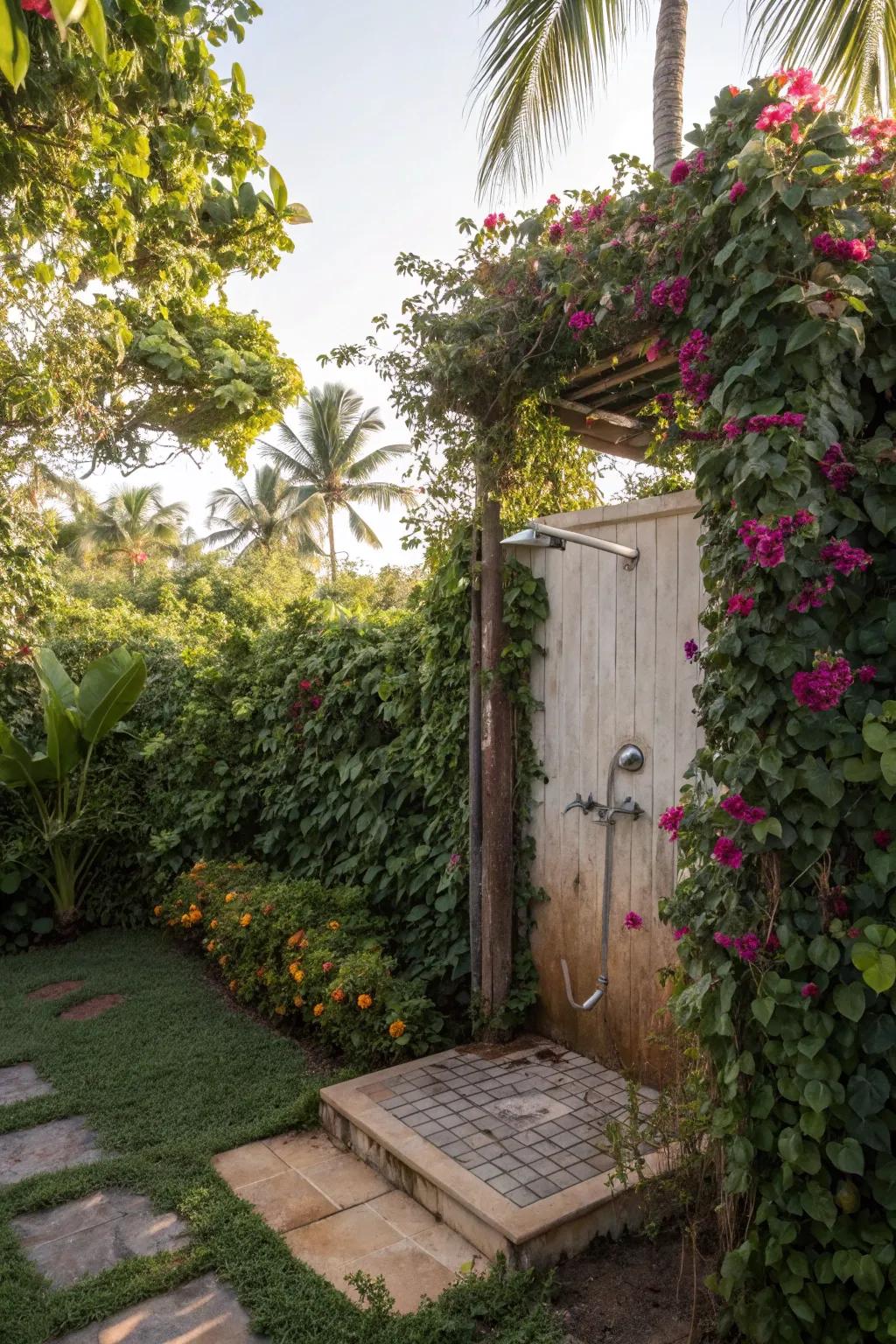 Create a hidden sanctuary with a garden shower.