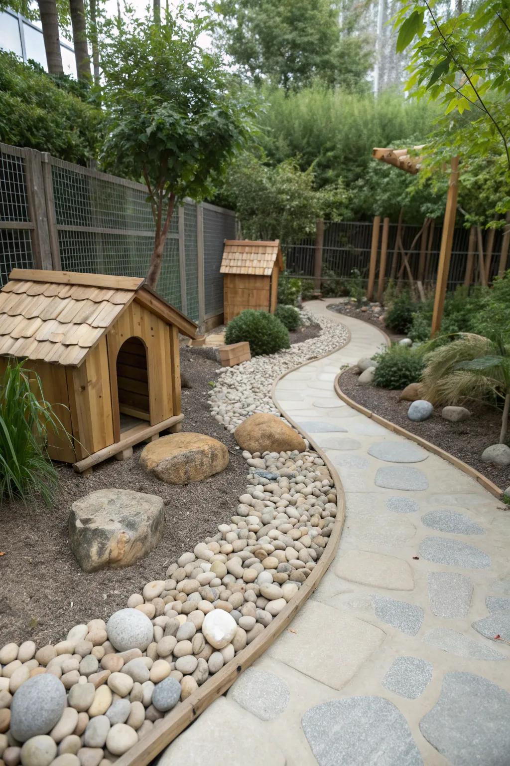 Discover the serene charm of pebble pathways: a perfect blend of minimalist design and nature's artistry.